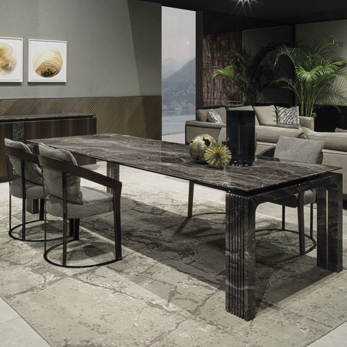 Table à manger contemporaine - DOMINIC - LONGHI S.p.a. - en marbre / avec piètement en bois / avec piètement en marbre