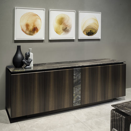 Buffet contemporain - KIMMEL - LONGHI S.p.a. - en bois / en cuir / en marbre