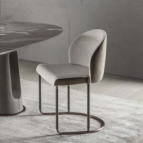 Chaise de salle à manger contemporaine - KIRA - LONGHI S.p.a. - d'intérieur / en tissu / en cuir