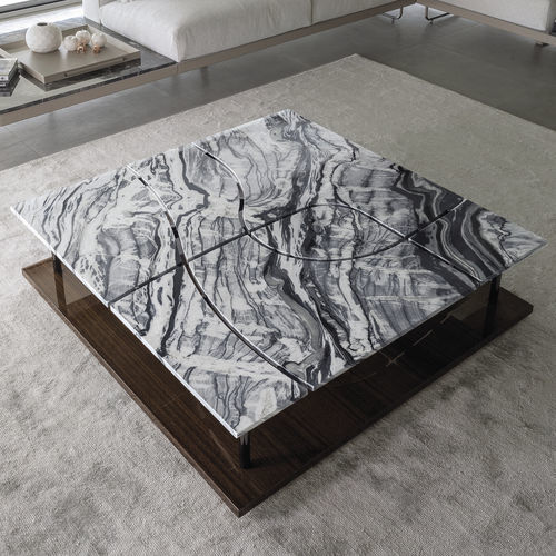 Table basse contemporaine - RACHEL - LONGHI S.p.a. - en marbre / avec piètement en métal / avec piètement en bois
