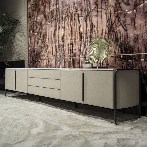 Buffet contemporain - STEVEN - LONGHI S.p.a. - en bois / en métal / en cuir