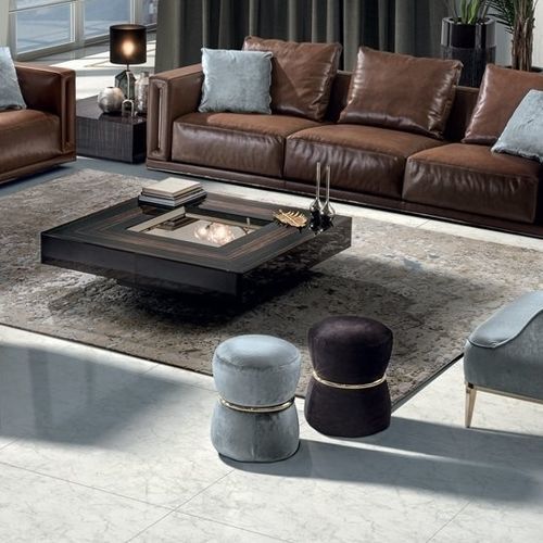 Pouf contemporain - RIVER - LONGHI S.p.a. - en bois / en bronze / en métal chromé