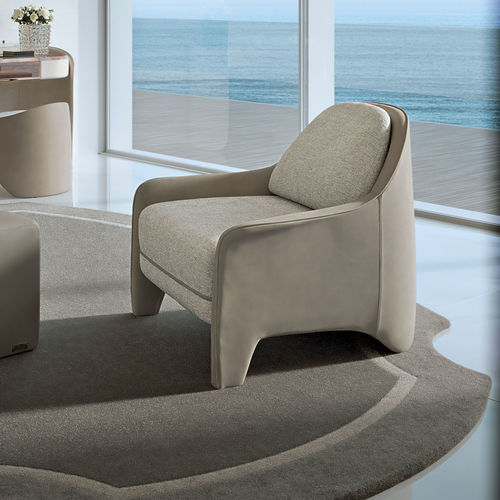 Fauteuil contemporain - NORA - LONGHI S.p.a. - en tissu / en cuir / beige