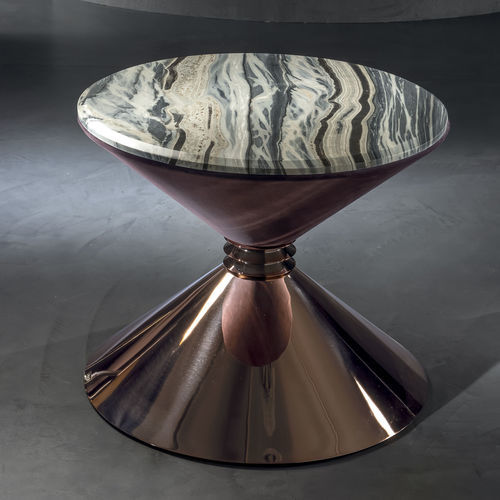 Table d'appoint contemporaine - ANGIE - LONGHI S.p.a. - en marbre / avec piètement en métal / ronde