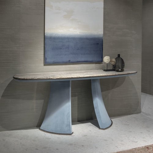 Console contemporaine - DAMIEN - LONGHI S.p.a. - en marbre / avec piètement en cuir / résidentielle