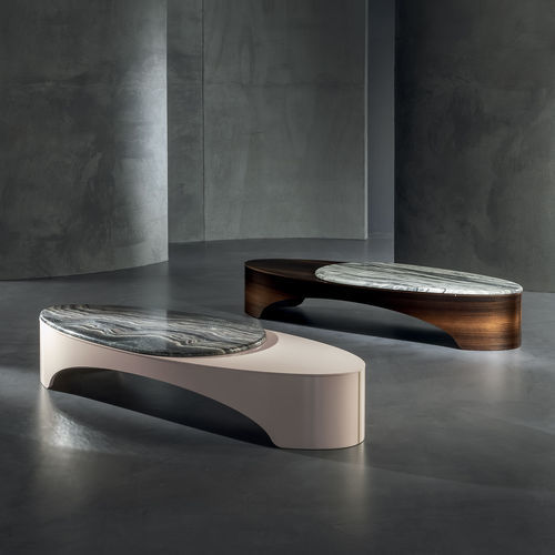 Table basse contemporaine - GREGG - LONGHI S.p.a. - en marbre / avec piètement en ébène / ovale