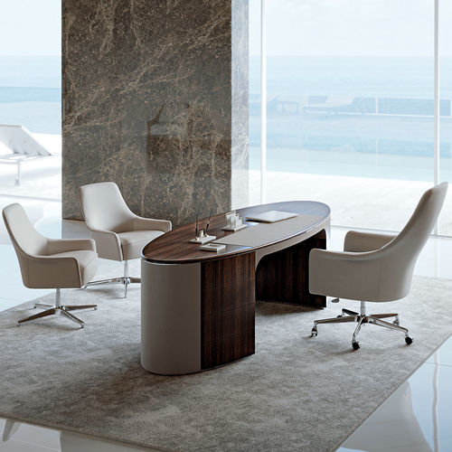 Bureau sur pied - IDA - LONGHI S.p.a. - contemporain / en bois / en cuir