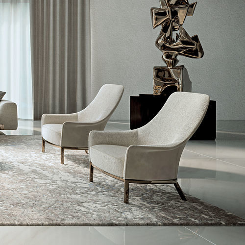 Fauteuil contemporain - SUZANNE - LONGHI S.p.a. - en tissu / en cuir / avec dossier haut