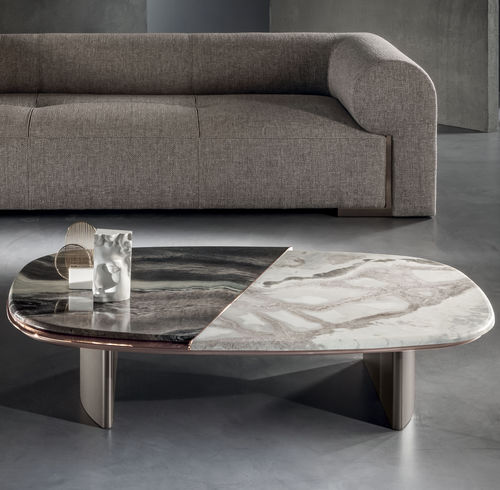 Table basse contemporaine - SLIDE - LONGHI S.p.a. - en métal / en marbre / avec piètement en bronze