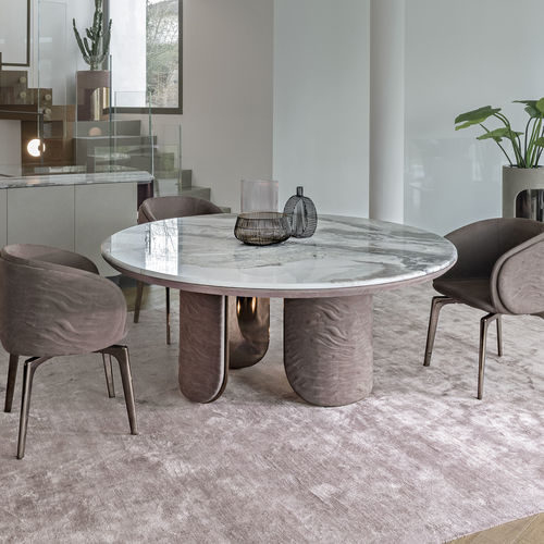 Table contemporaine - WING - LONGHI S.p.a. - en marbre / avec piètement en métal / ronde