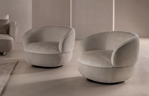 Fauteuil contemporain - Solitaire - LONGHI S.p.a. - en bois / en cuir / en mousse de polyuréthane