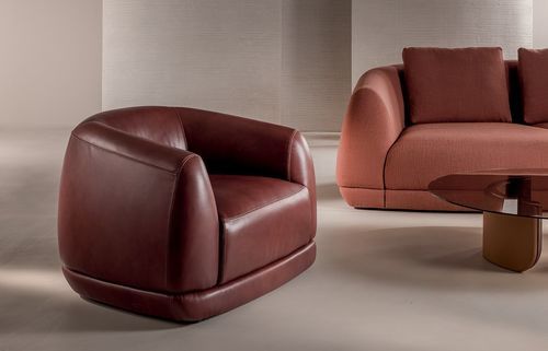 Fauteuil contemporain - Ivy - LONGHI S.p.a. - en tissu / en cuir / en mousse de polyuréthane