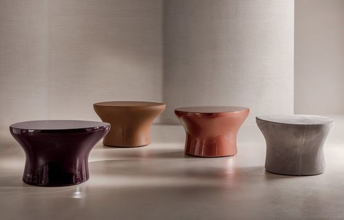 Table d'appoint contemporaine - Vega - LONGHI S.p.a. - en marbre / en cuir / avec piètement en métal