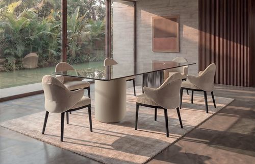 Fauteuil moderne - Aria - LONGHI S.p.a. - en mousse de polyuréthane / en tissu / en cuir