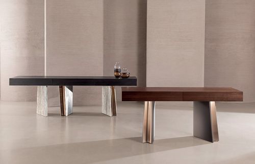 Table d'appoint contemporaine - Mouth Console - LONGHI S.p.a. - en cuir / en métal / en marbre