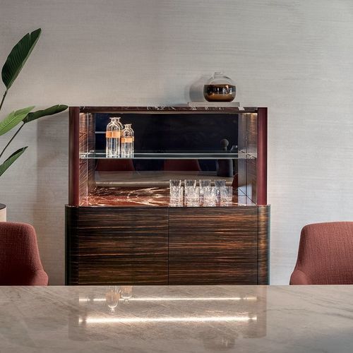 Meuble bar pour bar - SEAN - LONGHI S.p.a. - moderne / en cuir / en verre fumé