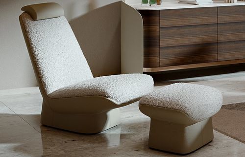 Fauteuil contemporain - Siri - LONGHI S.p.a. - en mousse de polyuréthane / en cuir / en polyuréthane