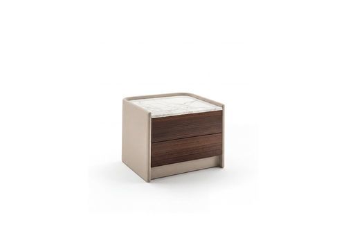 Table de chevet contemporaine - Argo - LONGHI S.p.a. - en cuir / en placage de bois / en marbre