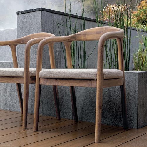 Chaise de jardin contemporaine - DUNA - LONGHI S.p.a. - pour extérieur / en iroko / avec piètement en bois