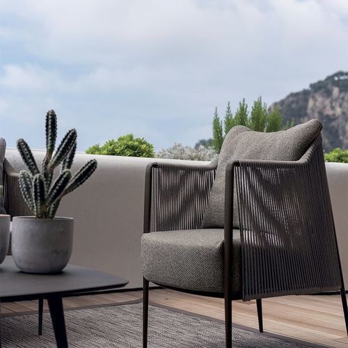 Fauteuil moderne - URBAN - LONGHI S.p.a. - en mousse de polyuréthane / en tissu déperlant / en corde