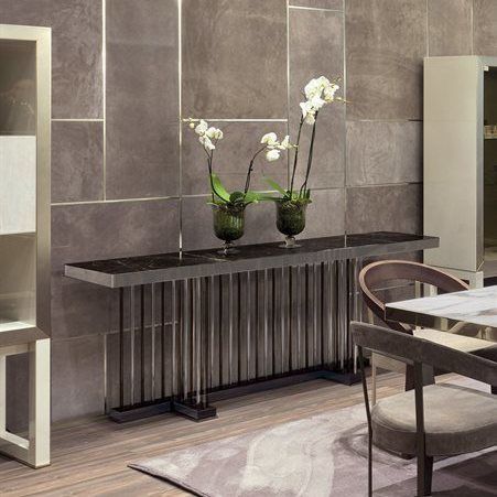 Table d'appoint contemporaine - SCHUBERT - LONGHI S.p.a. - en eucalyptus / avec piètement en bois / avec piètement en noyer