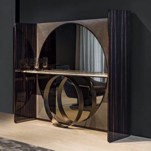 Console design original - NOTE - LONGHI S.p.a. - en marbre / avec piètement en acier / sculpturale