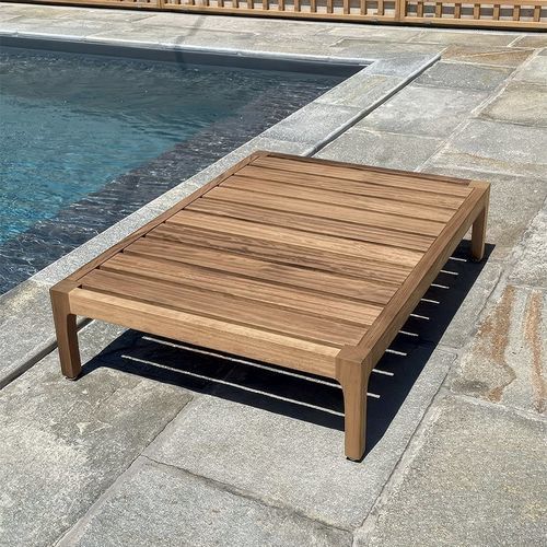 Table d'appoint contemporaine - GARDEN - LONGHI S.p.a. - en iroko / avec piètement en bois / rectangulaire