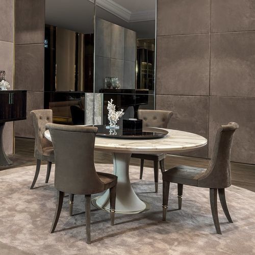 Table à manger moderne - DAVID - LONGHI S.p.a. - en fibre de verre / avec piètement en acier inoxydable / avec piètement en fibre de verre