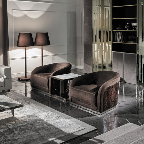 Fauteuil contemporain - PEARL  - LONGHI S.p.a. - en tissu / en cuir / en bois