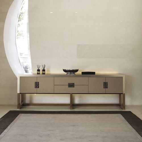 Buffet contemporain - ARMAND  - LONGHI S.p.a. - en bois / en métal / en cuir
