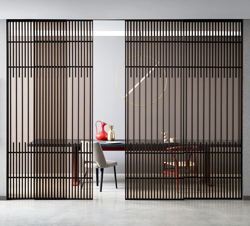 Porte d'intérieur - KOAN - Lualdi - en bois / en verre / en aluminium