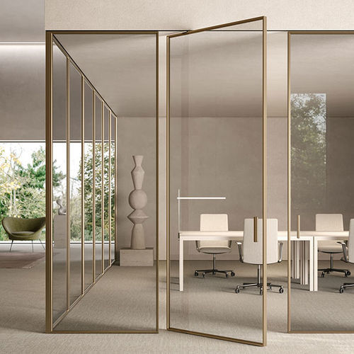 Porte d'intérieur - L7 - Lualdi - en verre / en aluminium / à pivot