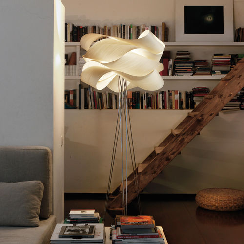 Lampe sur pied - LINK - Lzf-Lamps - en métal chromé / en bois / design original