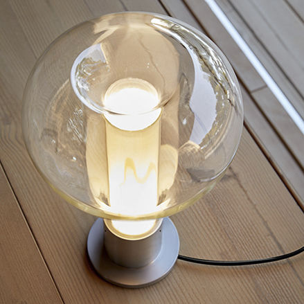 Lampe de table - ERIS - Lzf-Lamps - en aluminium / en verre borosilicaté / en placage de bois