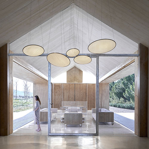 Suspension - SUNS - Lzf-Lamps - en placage de bois / contemporaine / d'intérieur