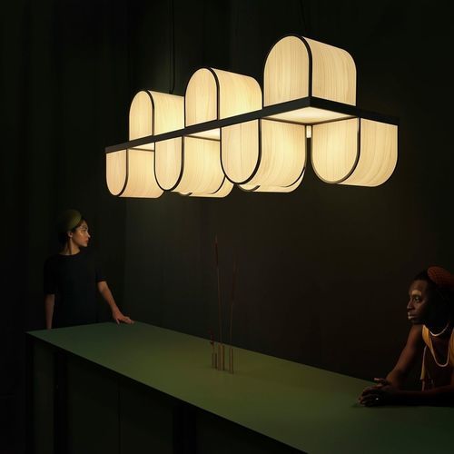 Lustre contemporain - OSCA  - Lzf-Lamps - plaqué bois / professionnel / sculptural