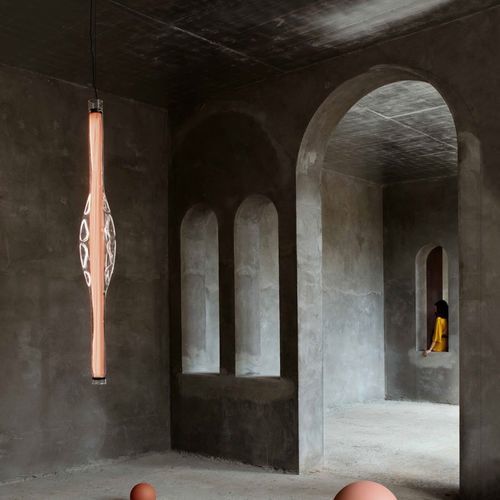 Suspension - DUNE - Lzf-Lamps - en verre soufflé / en verre borosilicaté / en placage de bois