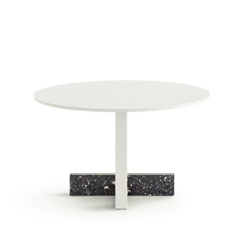 Table contemporaine - PIED-&Agrave;-TERRE - MAGIS - en acier / avec piètement en marbre / ronde