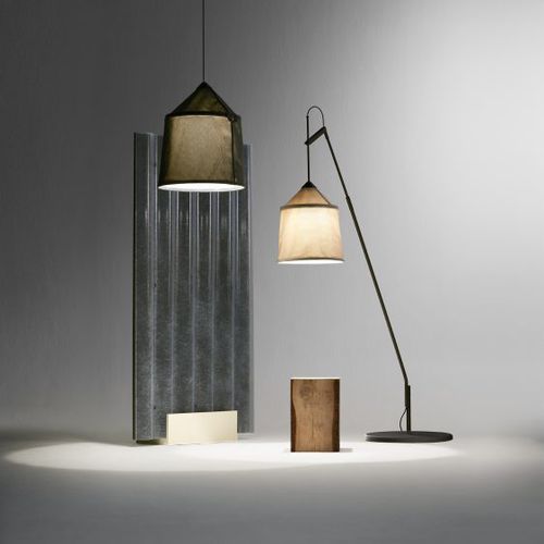 Lampe sur pied - JAIMA - Marset Iluminacion - en acier inoxydable / en tissu / contemporaine