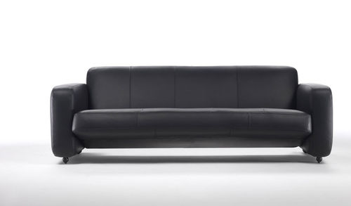 Canapé contemporain - CESARE - Meritalia - en cuir / noir / 3 places