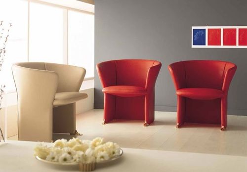 Fauteuil contemporain - BENEDETTA - Meritalia - en cuir / bridge