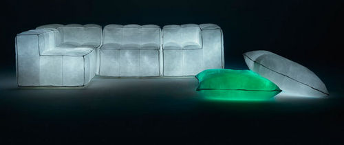 Canapé design original - VIA LATTEA - Meritalia - en tissu / bleu / par Mario Bellini