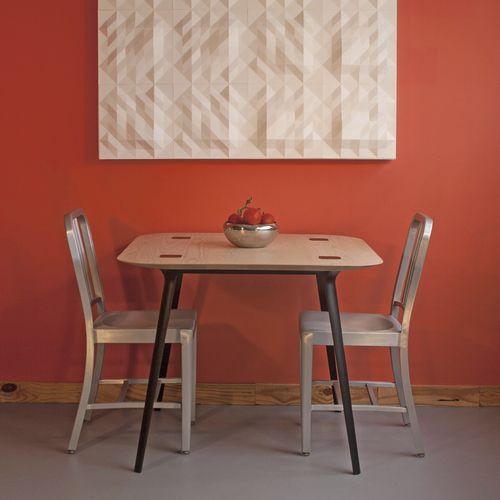 Table à manger contemporaine - Two Tone  - MIO - en frêne / en acier / avec piètement en frêne