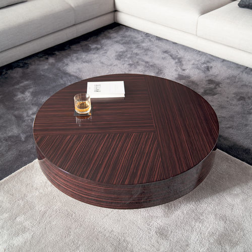 Table basse contemporaine - GEMINI - MisuraEmme SpA - en placage de bois / avec piètement en métal / ronde