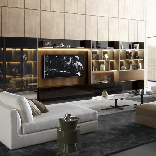 Ensemble mural de salon contemporain - CROSSING - MisuraEmme SpA - en bois / en verre / pour TV