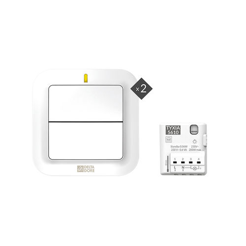 Interrupteur bouton poussoir - TYXIA 611 PACK - DELTA DORE - en saillie / double / contemporain