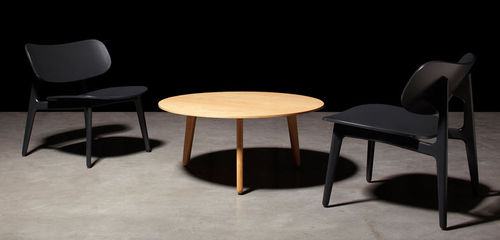 Table basse contemporaine - PLC - Modus - en bois / ronde / 100% recyclable