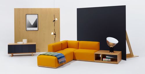 Canapé modulable - GETA  - Modus - contemporain / en cuir / orange