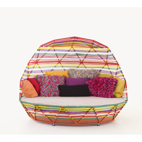 Méridienne contemporaine - TROPICALIA - MOROSO - en tissu / en acier laqué / avec piètement en métal