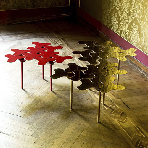 Table basse design original - NANOOK - MOROSO - en tôle d'acier / avec piètement en acier thermolaqué / avec piètement en acier chromé